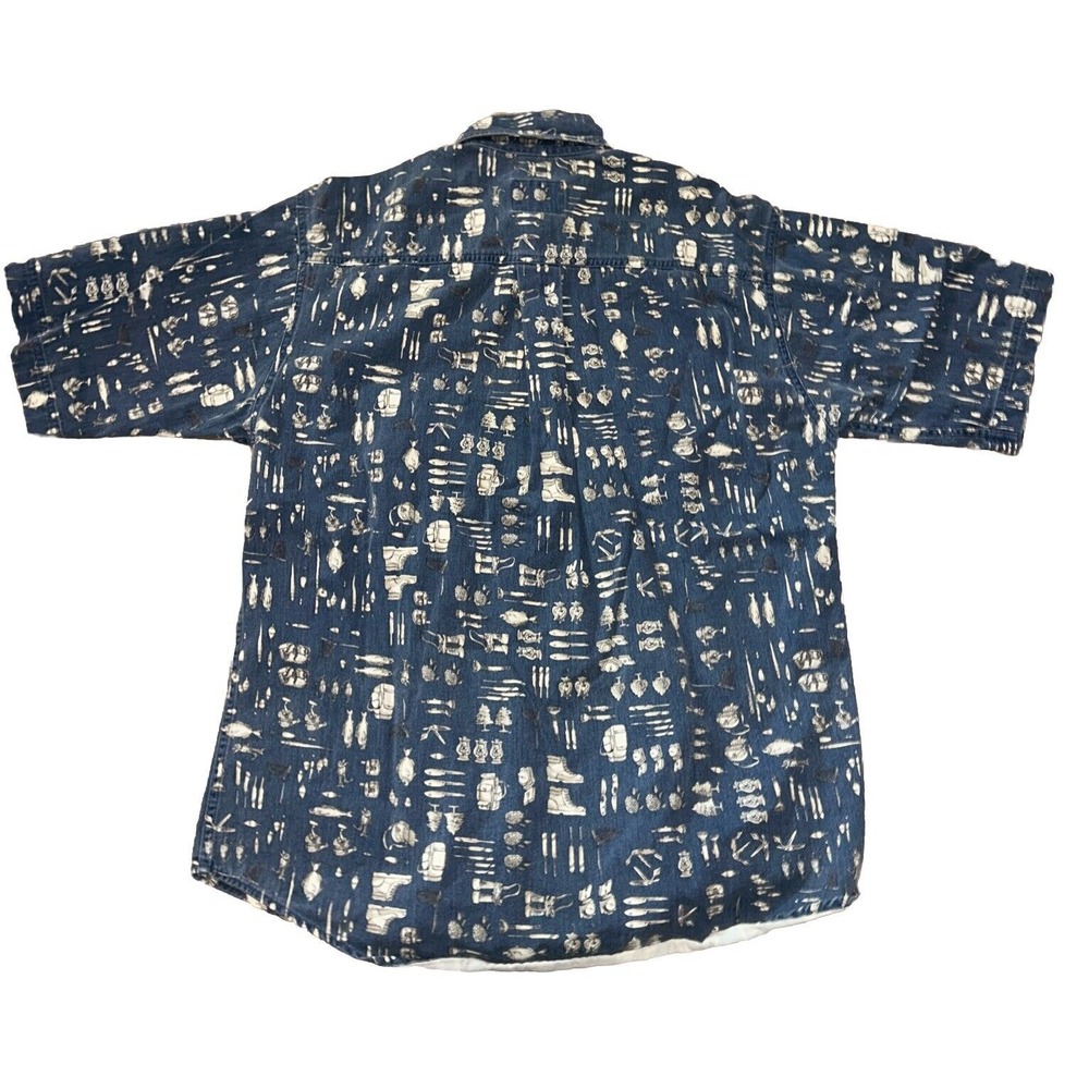 Mens Medium Vintage Woolrich Tackle/Fish Button Down Short Sleeve Polo - Picture 5 of 8